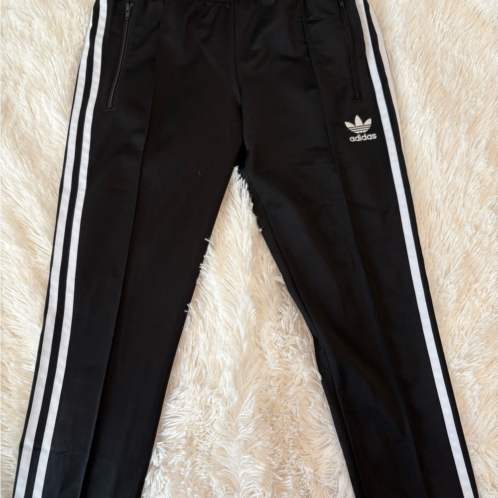 Adidas Kids Black Joggers with White Stripes